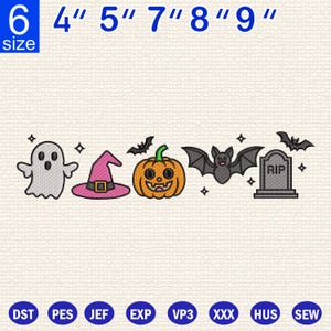 Cute Halloween Embroidery Designs, Kids Halloween Embroidery Design, Spooky Season Embroidery Pattern, 6 Sizes