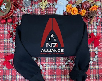 マスエフェクトN7刺繍入りスウェットシャツ＆パーカー、パラゴンレネゲードクォータージップ、ゲーマーシャツ、ゲームグッズ、ビデオゲームギフト