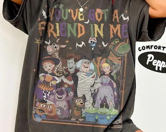 Comfort Colors Retro Toy Story Halloween Shirt, WDW Disneyland Halloween Family Vacation Trip Tee, Vintage You've Got A Friend In Fright Tee