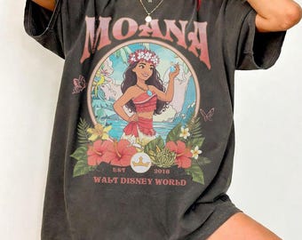 Retro Disney Moana Floral T-Shirt, Disney Princess Tee, Disneyworld Girl Shirt, Moana 2026 Design, Epcot Flower and Garden