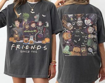 Comfort Colors Vintage Disney Toy Story Signature Halloween Shirt, Woody Buzz Jessie Tee, Toy Story Halloween Friends Since 1995 Tee