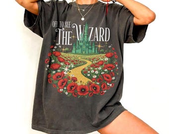 Vintage Wizard of Oz Shirt, Off to See the Wizard Tee, Yellow Brick Road Emerald City Shirt, Retro Floral Fantasy Movie Graphic T-Shirt