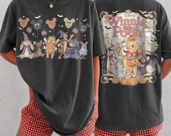 Comfort Colors Vintage Pooh And Friends Halloween Shirt, Halloween Family Trip Shirt, Pooh Trick Or Treat, Disney Spooky Season Tee