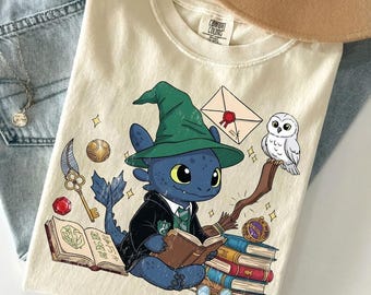 Retro Toothless Night Fury Wizard Shirt, Magic Academy Dragon Shirt, Dragon Rider Tee, How To Train Your Dragon Inspired Shirt, Fantasy Gift