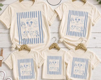 Retro Disney Family Shirts, Striped Disney Cruise Tee, Vintage Disney Castle Shirt, Custom Disneyland Group Shirts, Matching Disney Tees