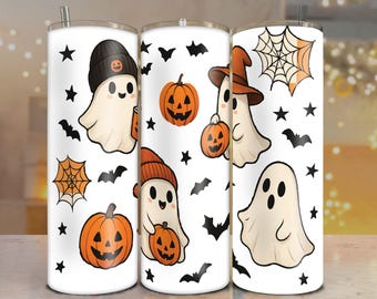 Cow Print Ghost Tumbler Wrap: Western Halloween Design (PNG)