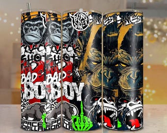 Graffiti Gorilla Tumbler Wrap: Bad Boy Gangster King, 20oz Skinny (Digital Download)