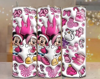 Christmas Cartoon Tumbler Wrap: Pink Holiday Sublimation Design (Digital Download)