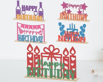 3D Happy Birthday Standing Decor: Laser Cut Bundle (Digital Download)