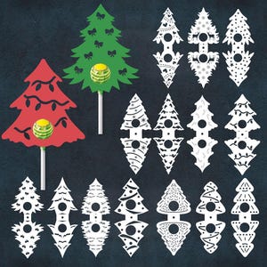 Noël, Papier découpé pour sapin de Noël, Porte-sucettes d'arbre de Noël, Porte-sucettes de Noël, Bundle de porte-sucettes, Bundle de Noël