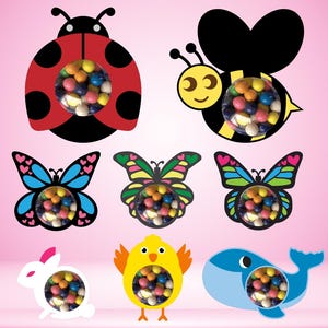 Animals Candy Dome SVG Bundle, Candy Holder SVG, Bunny Candy Holder Svg, Butterfly Candy holder svg, Party Favor, Bee Basket Gift, Cricut