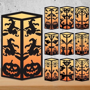 3D Halloween Light, Halloween Lamp Svg, Pumkin Paper Crafts, Halloween Lantern Papercut Bundle, Halloween Papercut, Halloween Decor