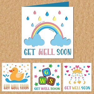 Papier découpé en couches Get Well Soon, carte Svg Get Well Soon, Get Well Soon papier découpé, carte Svg Get Well Soon, lot de cartes Get Well Soon