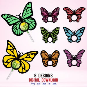 Butterfly Lollipop Holders Bundle, Butterfly Candy Holders, Lollipop Holders, Butterfly, Butterfly Papercut, Sucker Candy Holder