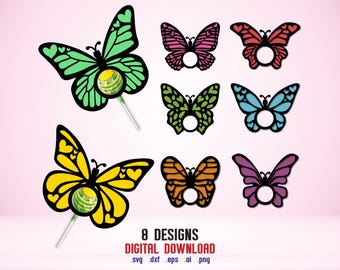 Butterfly Lollipop Holders Papercut: 8 Designs (Digital Download)