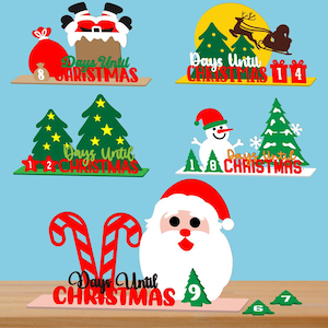 3D Weihnachts-Countdown, Weihnachts-Countdown, Tage bis Weihnachten, Weihnachtsdekoration Laser cut, Glowforge Dateien, Adventskalender