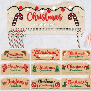 10 Weihnachtszuckerstangen-Countdown, Tage bis Weihnachten, Weihnachts-Countdown, Zuckerstange, Weihnachts-Countdown-Bundle, Weihnachten Lasercut