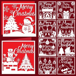 10 ritagli di carta natalizi, biglietti di Natale, buon Natale, ritagli di carta natalizi, file di ritagli di Natale, pacchetto di Natale, modello di Natale