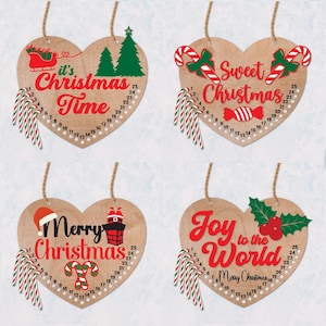 Zuckerstangen-Countdown für Weihnachten, Tage bis Weihnachten, Weihnachts-Countdown, Zuckerstange, Weihnachts-Countdown-Bundle, Glowforge-Dateien