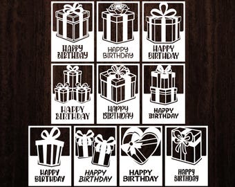Paquete de tarjetas SVG de feliz cumpleaños (descarga digital)