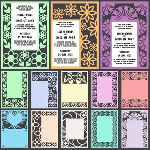 Modèle d'invitations découpées dans du papier, faire-part de mariage, cartes d'invitation, carte réservez votre date, cartes de mariage, cartes d'anniversaire, carte de félicitations