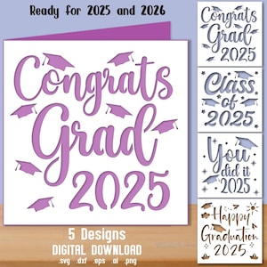 Glückliche Graduierung Papercut Karte, Klasse von 2025, Graduierung Kartenbündel, Klasse von 2026, Glückwunschkarte, Herzlichen Glückwunsch, 3D Graduierung,