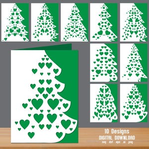 Love Tree Cards, Love Tree Papercut, Christmas Greeting Card Bundle, Christmas Tree Card, Invitation Template, Greeting Card Template