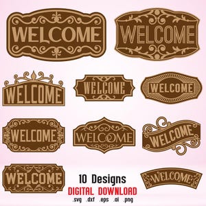 Welcome Sign Laser Cut, Vintage Sign, 3D Welcome, Welcome Sign, welcome wall art, Door Hanger Laser Cut, Vector Files For Wood Laser Cutting