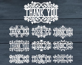 Thank You Papercut, Thank You Cut Files, Thank You Papercut Bundle, Thank You Lasercut, Thank You Decor, Thank You Vintage, Thank You Bundle