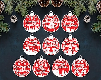 Christmas Ball Papercut: paper cut - Laser Cut Ornaments (Digital Download)