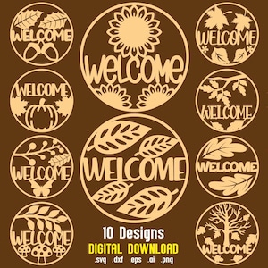Welcome Sign, Fall Rounded Sign, Fall Wall Sign Laser Cut, Wall Hanger Laser cut, Fall Decor Glowforge, Fall Decor, Welcome Sign Laser cut