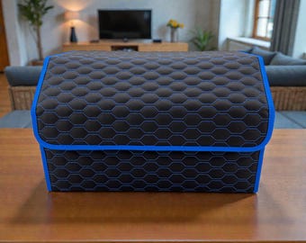 Custom Leather Car Trunk Organizer – Handmade Cargo Storage Box, Personalized Auto Accessory