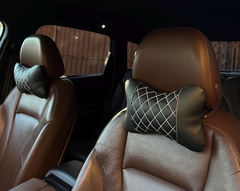 Custom Car Pillows - Handmade Leather Headrest - Luxury Car Accessories Gift for Car Lovers