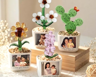 Custom Birth Month Glass Flower Pot, Hand Blown Glass Potted Plants, Personalized Mother's Day Gift for Mom, Mini Glass Flower Pot,Nana Gift