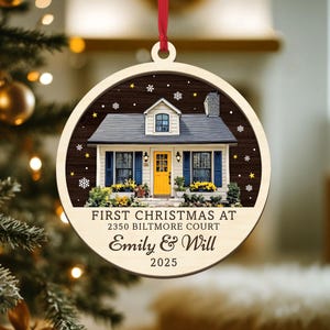 Personalized New Home 2 Layer Wooden Ornament, Custom New Home Christmas Ornament,House Photo Address Keepsake, Gift Idea for New Homeowners