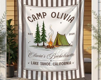 Tapiz de despedida de soltera para campamento, fondo personalizado "Último sendero antes del velo", tapiz de despedida de soltera para campamento, tapices de pared personalizados