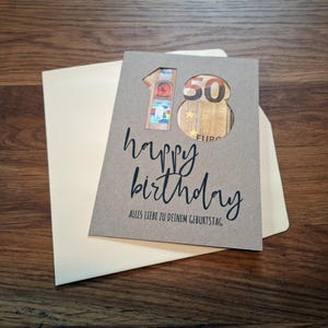 Geburtstag 18. Karte Geldgeschenk Birthday Card, 18 Jahre Volljährig, Digitale Daten, Karte A6, Druckdaten, Bastelvorlage