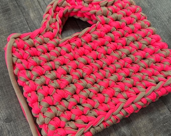 Neon Pink Small Crossbody Crochet Bag!
