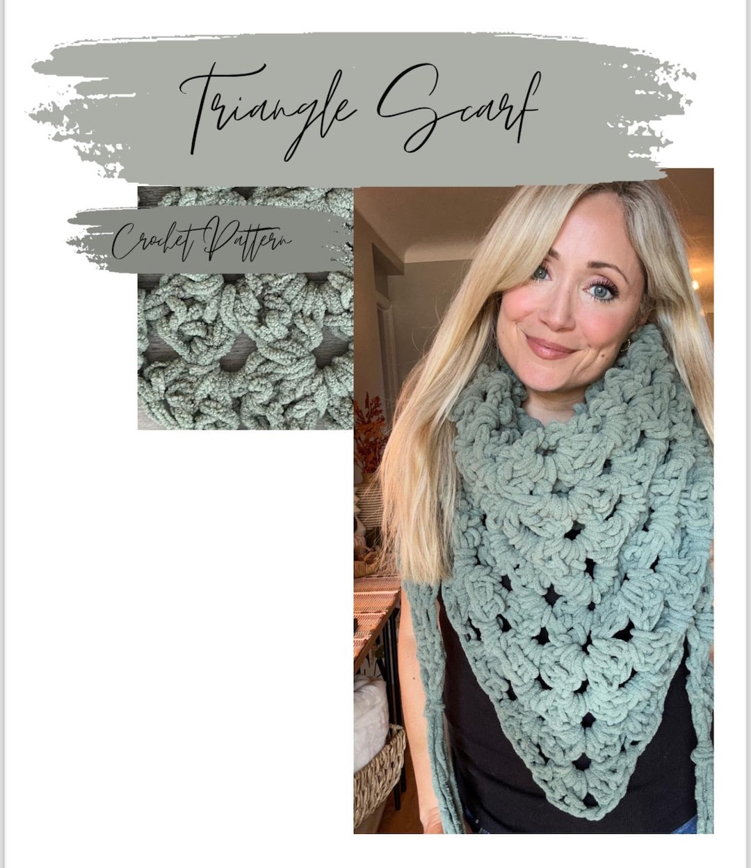 Triangle Scarf Crochet Pattern and Video Tutorial - Etsy