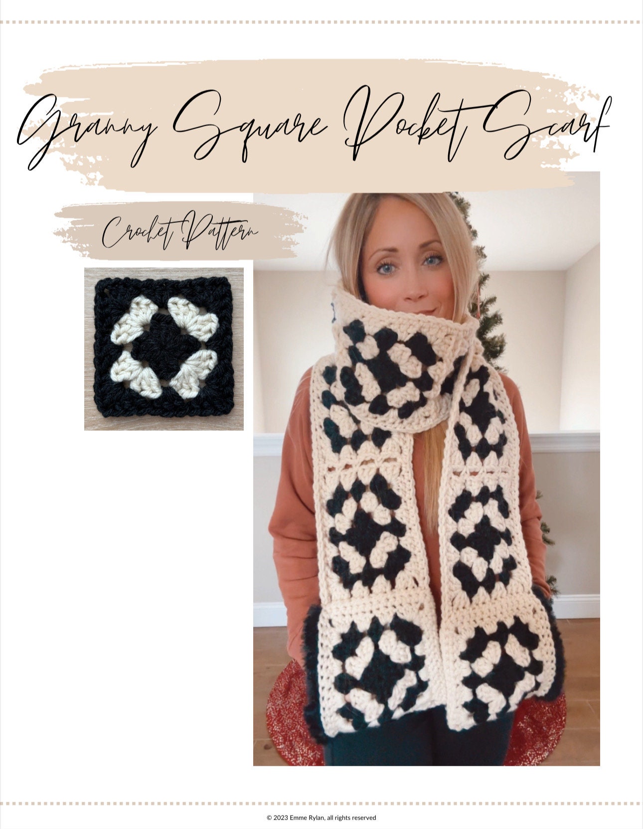 The Granny Square Pocket Scarf Crochet Pattern and Video Tutorial