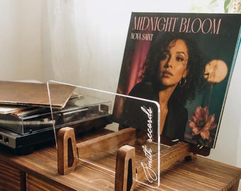 Christmas Gift, Personalized Vinyl Record Organizer, Custom LP Storage Holder, Wooden & Acrylic Record Collection Display, Turntable Decor