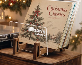 Christmas Gift for Him or Her, Personalized Vinyl Record Flip Rack, Wooden Record Display Stand, LP Holder, Music Lover Gift