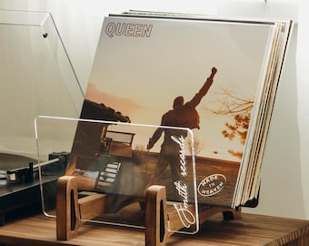 Rangement minimaliste pour disques vinyles. Cadeau personnalisé pour amateur de vinyle. Affichage des enregistrements. Idées cadeaux de Noël.