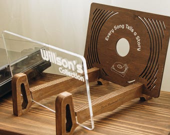 Personalized Vinyl Record Flip Rack, Custom Wooden Record Display Stand, Now Playing LP Holder, Vinyl Storage Organizer, Gift for Him or Her