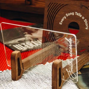 Modern Vinyl Record Flip Rack Storage. Personalized Gift For Vinyl Lover. LP Records Display. Wood & Acrylic Vinyl Records Holder.