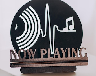 Now Playing Record Stand, Vinyl Record Display Holder, Wooden LP Album Stand, Record Player Decor, Music Lover Gift, Vinyl Accessory