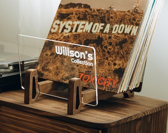 Personalized Vinyl Record Holder, Custom Collection Name Display Stand, Wooden LP Storage Rack, Music Lover Gift