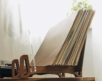 Addition To Your Record Collection, Engraved Wood Vinyl Record Holder, LP Organizer, Transparent Lp Storage, Universal Gift For Any Occasion