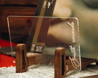 Opbergruimte voor lp's voor 60 stuks, perfect cadeau voor de echtgenoot van vinylliefhebber, opbergruimte voor vinylplaten: 7" 10" 12", houten-acrylvinylhouder