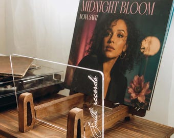 Personalized Vinyl Record Organizer, Custom LP Storage Holder, Wooden & Acrylic Record Collection Display, Music Lover Gift, Turntable Decor
